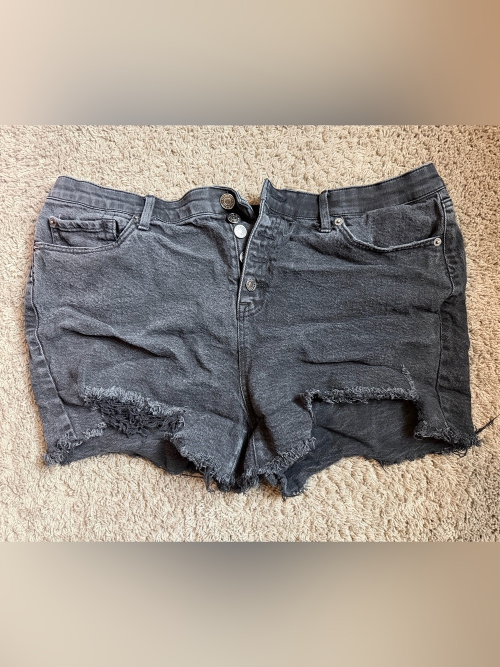 torrid Black Washed Denim Cutoff Shorts